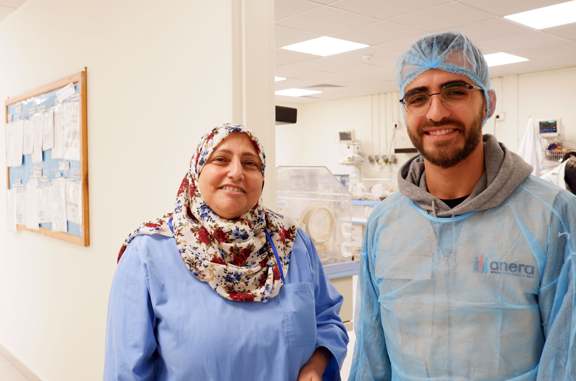 Fayrouz Dia with Anera in the hospital.