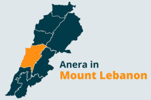 Mount Lebanon highlighted on a map of Lebanon, saying Anera in Mount Lebanon
