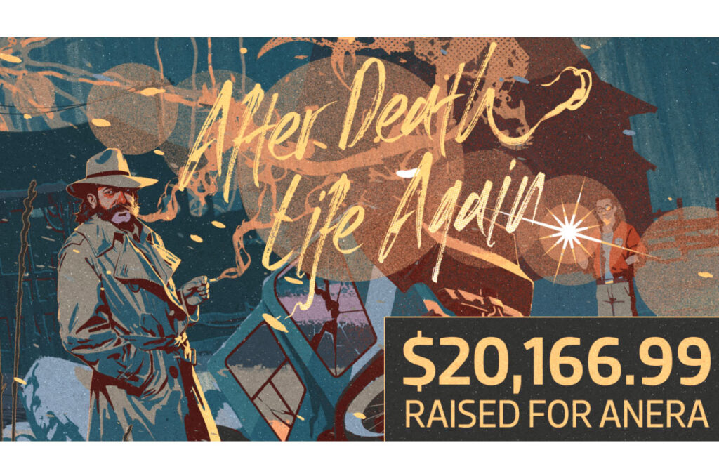 After Death, Life Again cover art with amount raised for Anera indicated