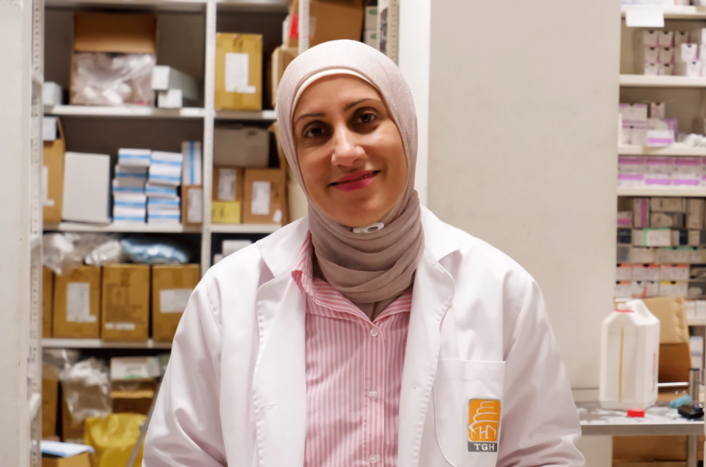 Rania Sultan in the Tripoli Hospital pharmacy