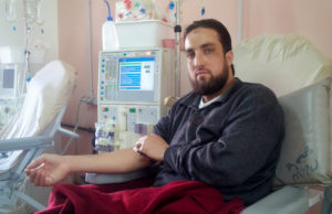 Patient at Hamshari Hospital, the only facility in Lebanon offering kidney dialysis free of charge to Palestinian refugees.