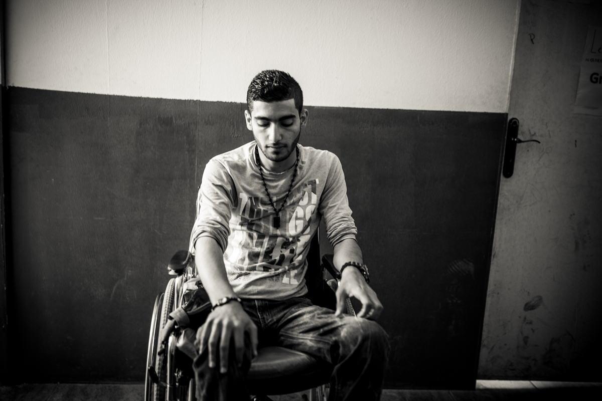 Adnan-Syrian Adnan is Syrian refugee. He has been injured during the fights in Homs. Since public schools in Lebanon cant handle disabled, he's attending Nassej. He wants to become an engineer specialized in electronic.