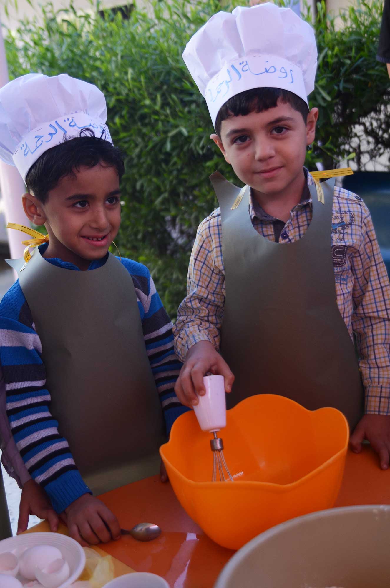 Baking in Gaza preschools.