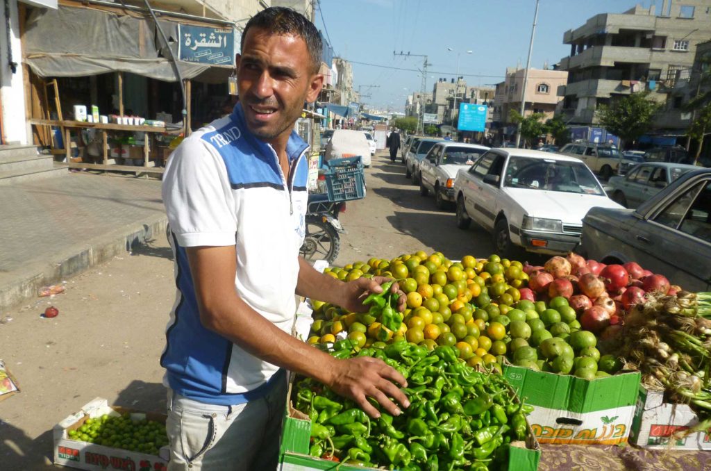 Gaza farmers from Khan Younis sell their fresh produce at the local market.