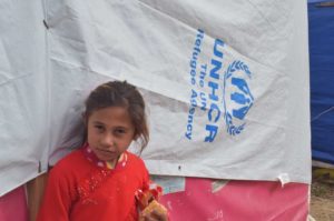 Zainab, 7 years old, is a Syrian refugee living in a cold northern part of Lebanon in a makeshift settlement.