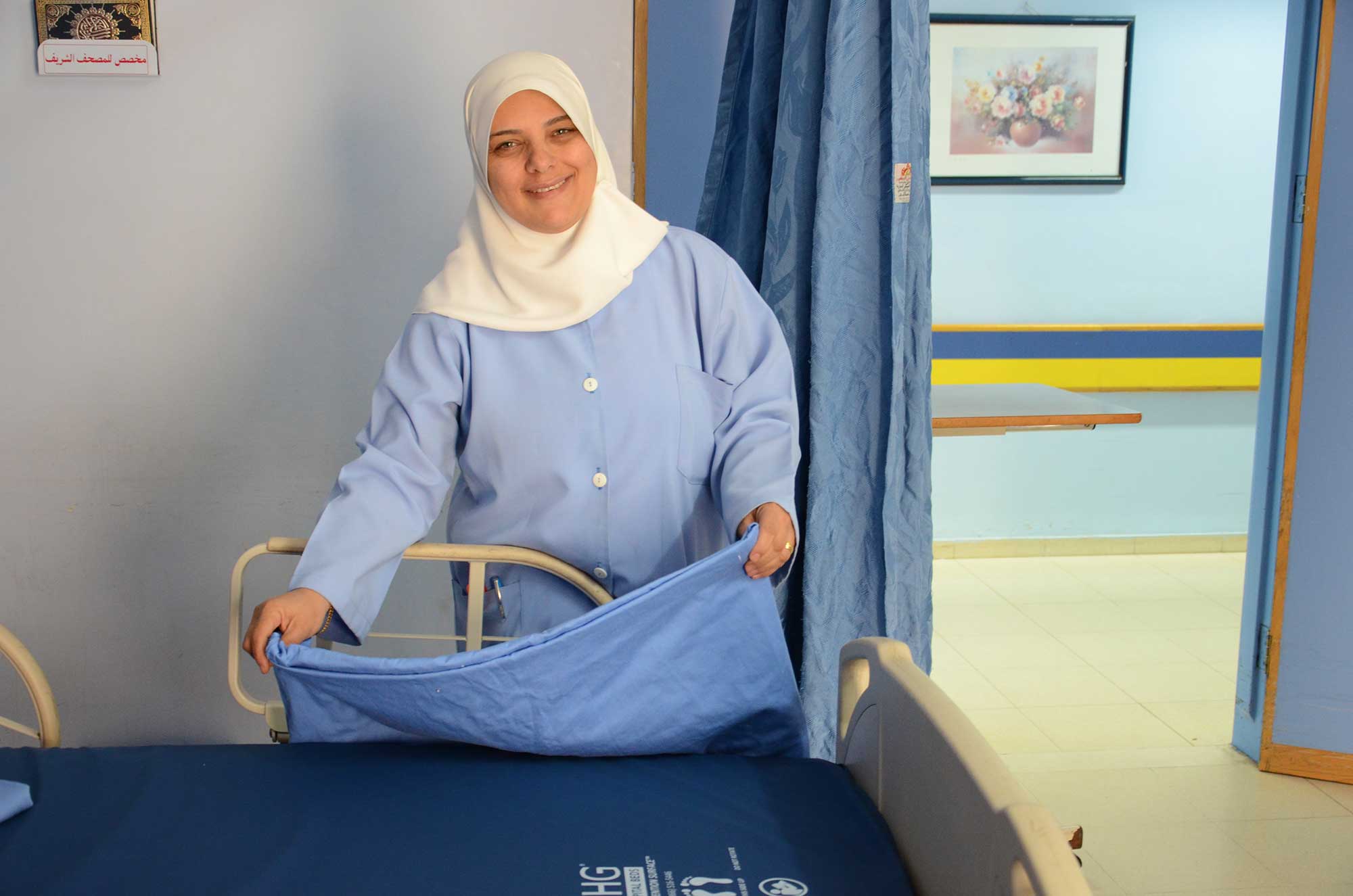 Na’ila, the head nurse, knows the importance of a good mattress, having delivered all 6 of her children here.