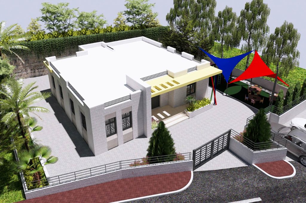 Samu, preschool, drawing A conceptual drawing of the preschool Anera is currently building In the town of Samu.