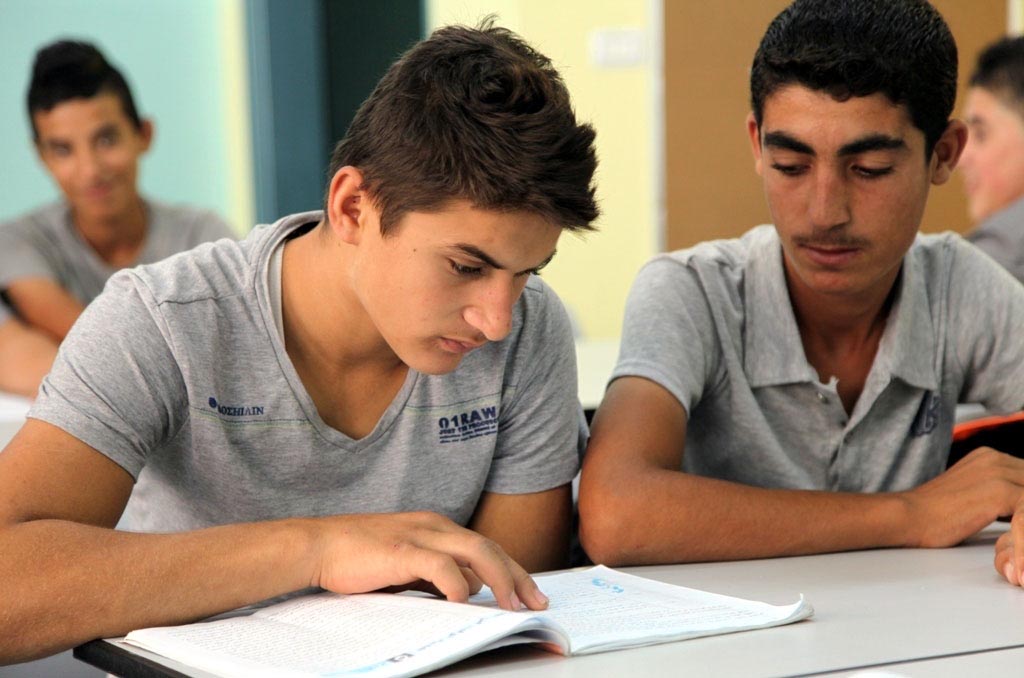 Students study in one of the Anera-renovated schools in Palestine.