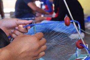 Fishing net weaving is one of the courses offered by Anera to help refugees get jobs in Lebanon.