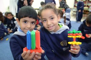 Building blocks in Palestine preschools.