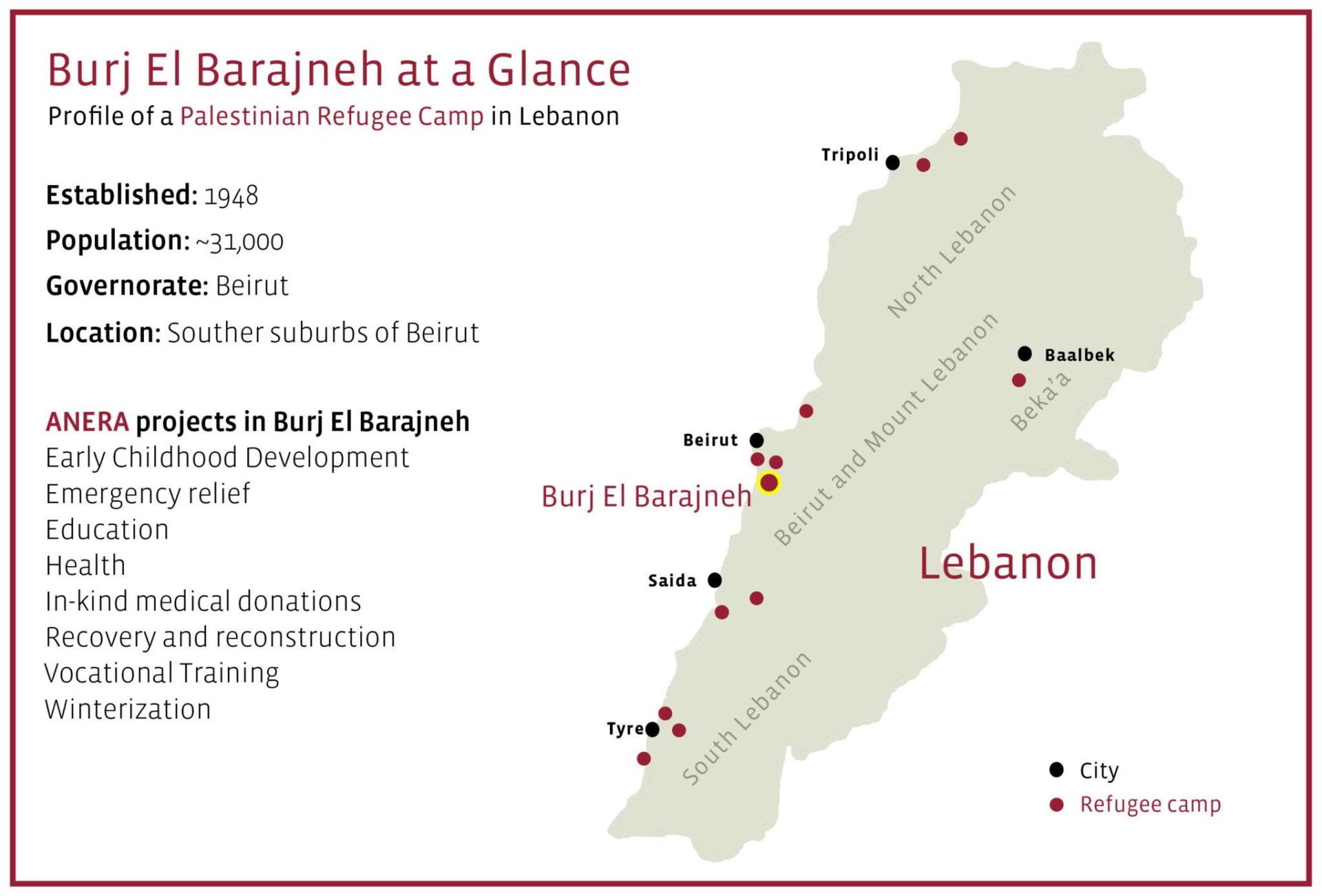 Burj El Barajneh, Lebanon map.
