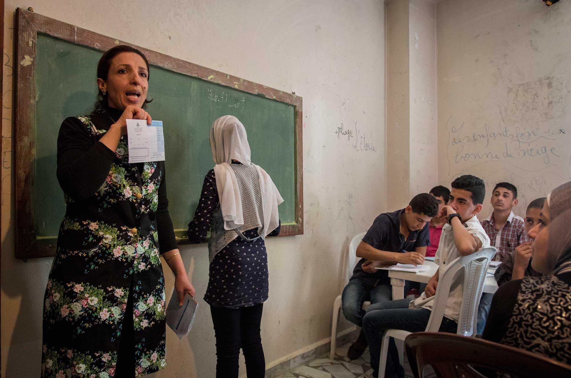 Over 20 students are enrolled in Anera's health class for refugee education in Lebanon.