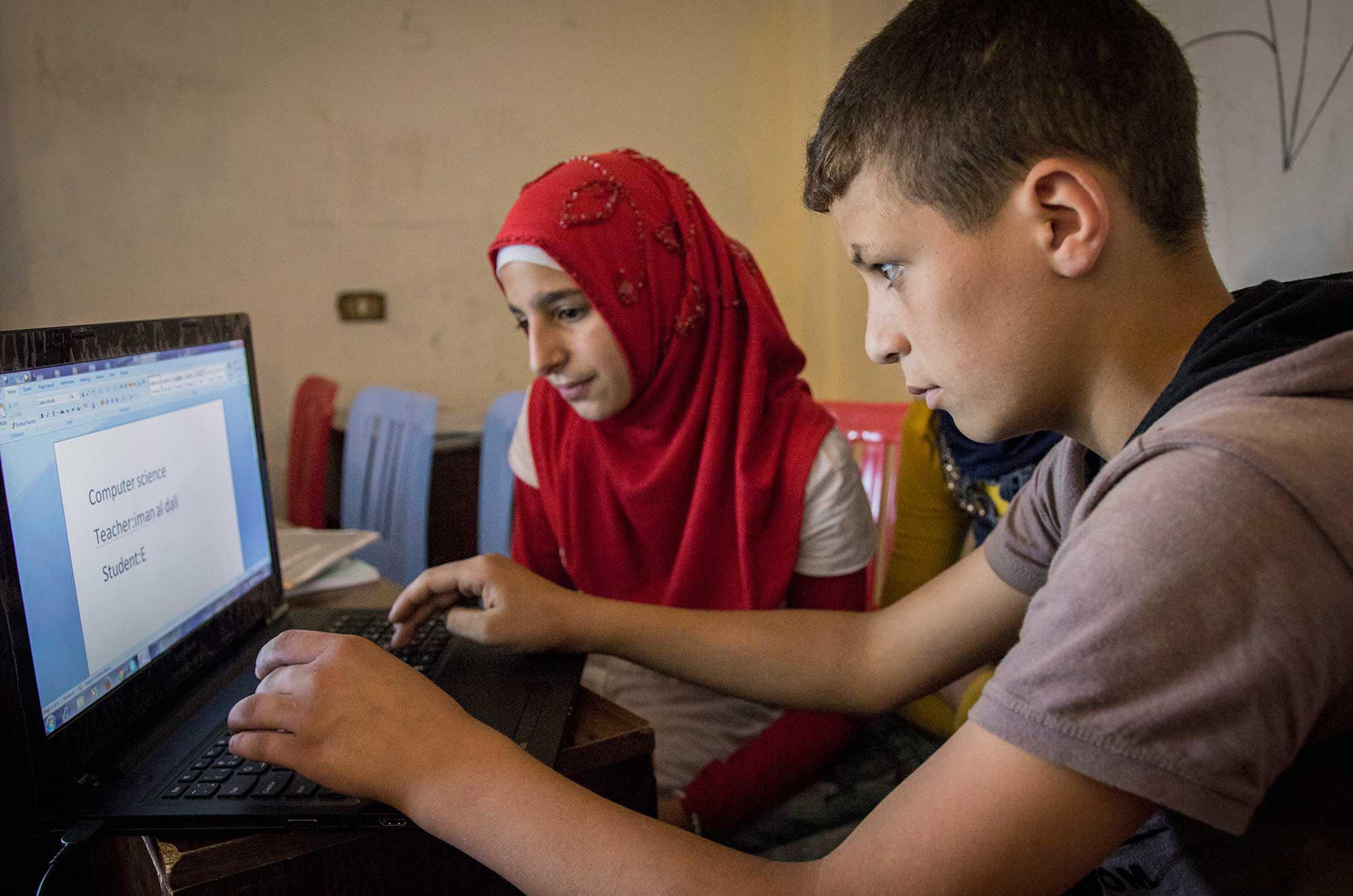 Jamil learns how to read, write and use computers as part of Anera's program for refugee education in Lebanon.