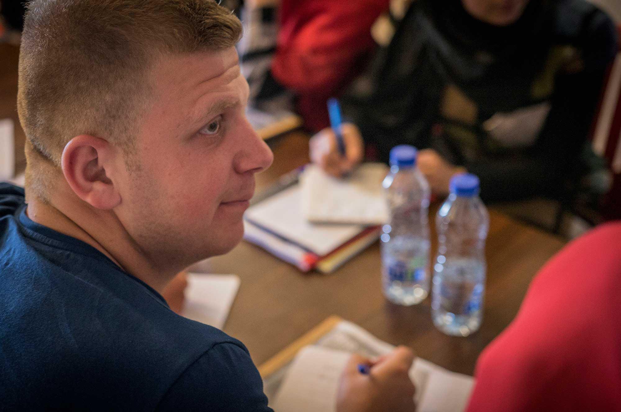 bln8 Raed takes English classes as part of Anera's program for refugee education in Lebanon.