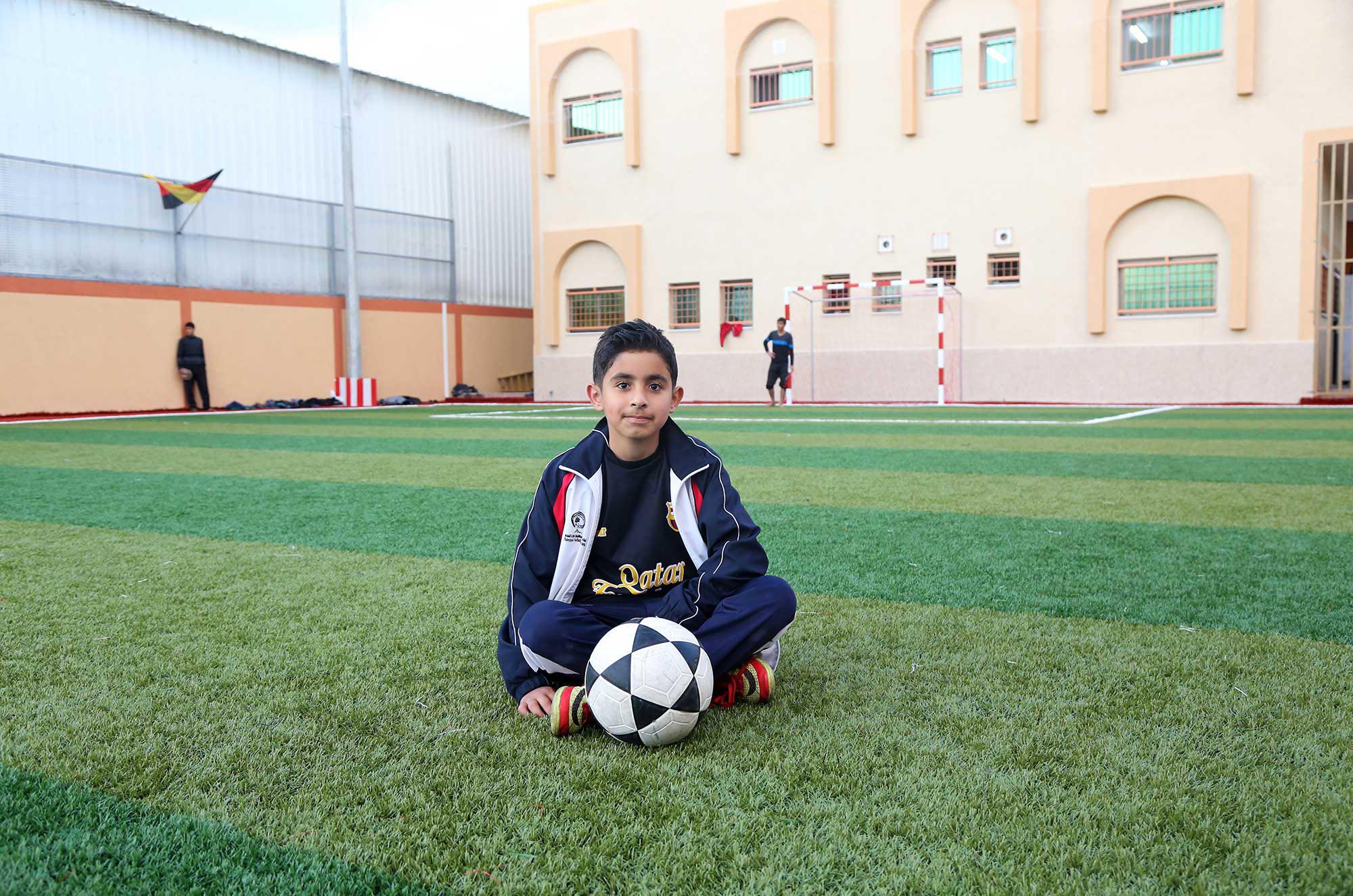 Children of all ages use the new, renovated Gaza sports club rebuilt by Anera.