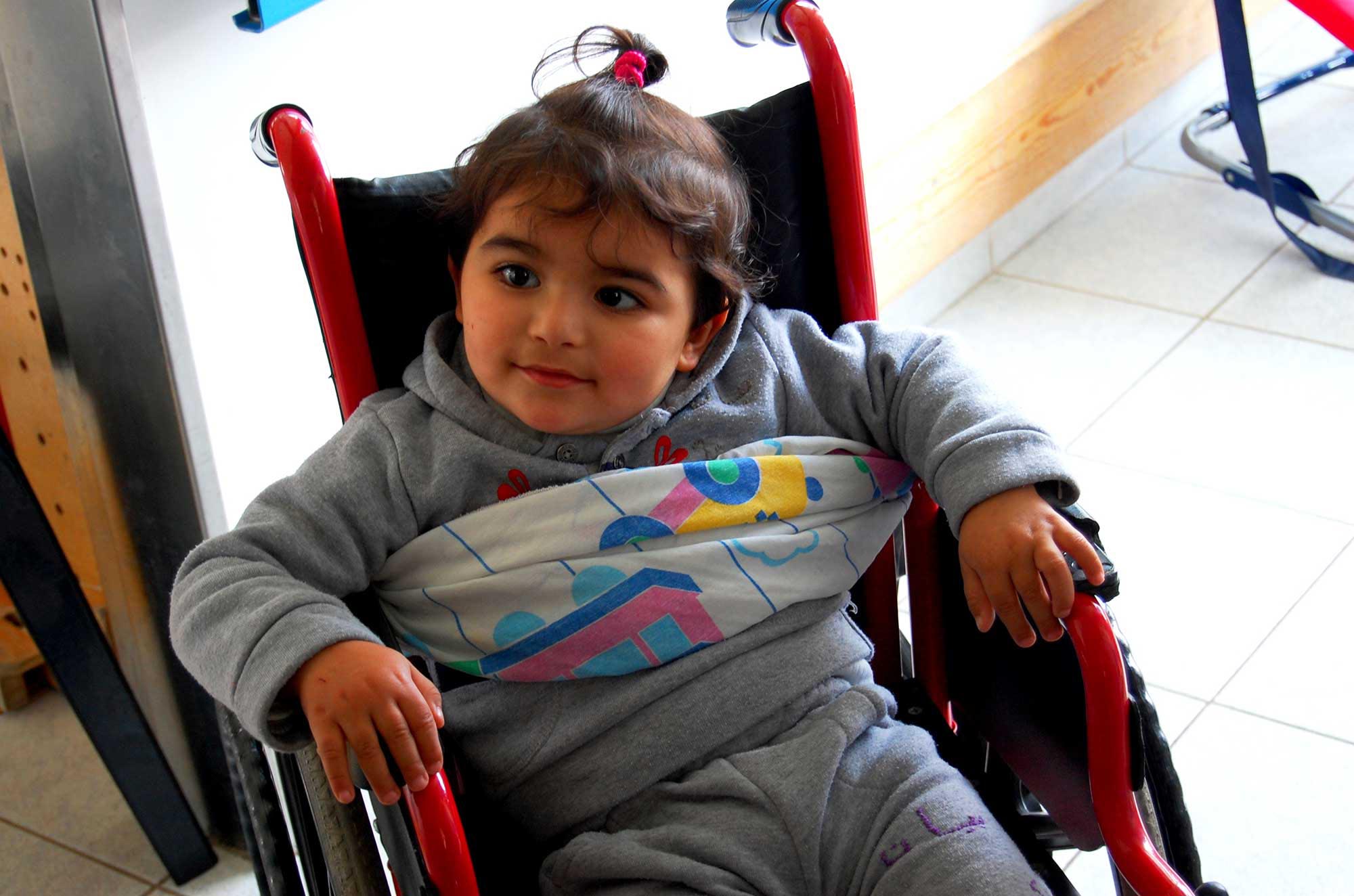 A young Anera wheelchair recipient at BASR.