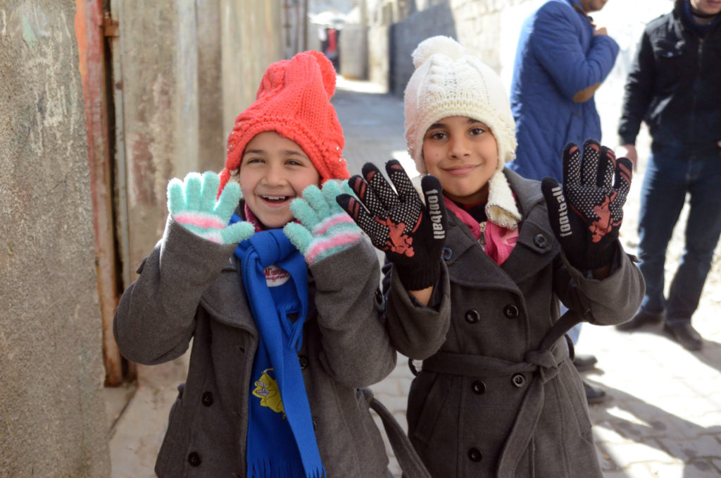 Children of Gaza get new gloves, hats, mittens, coats and more this winter.