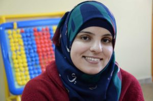 Reem Zahaikeh is a play therapy teacher at the center. She develops training and exercises for the kids.