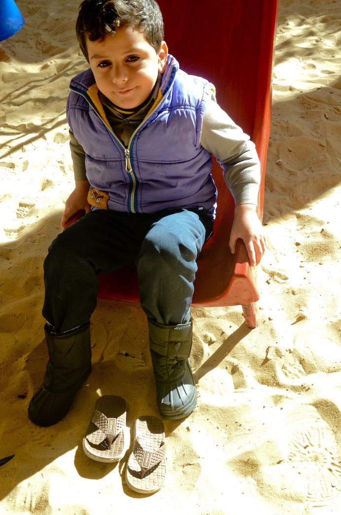 Naser, age 5, is one of thousands of Gaza children to receive TOMS Boots.
