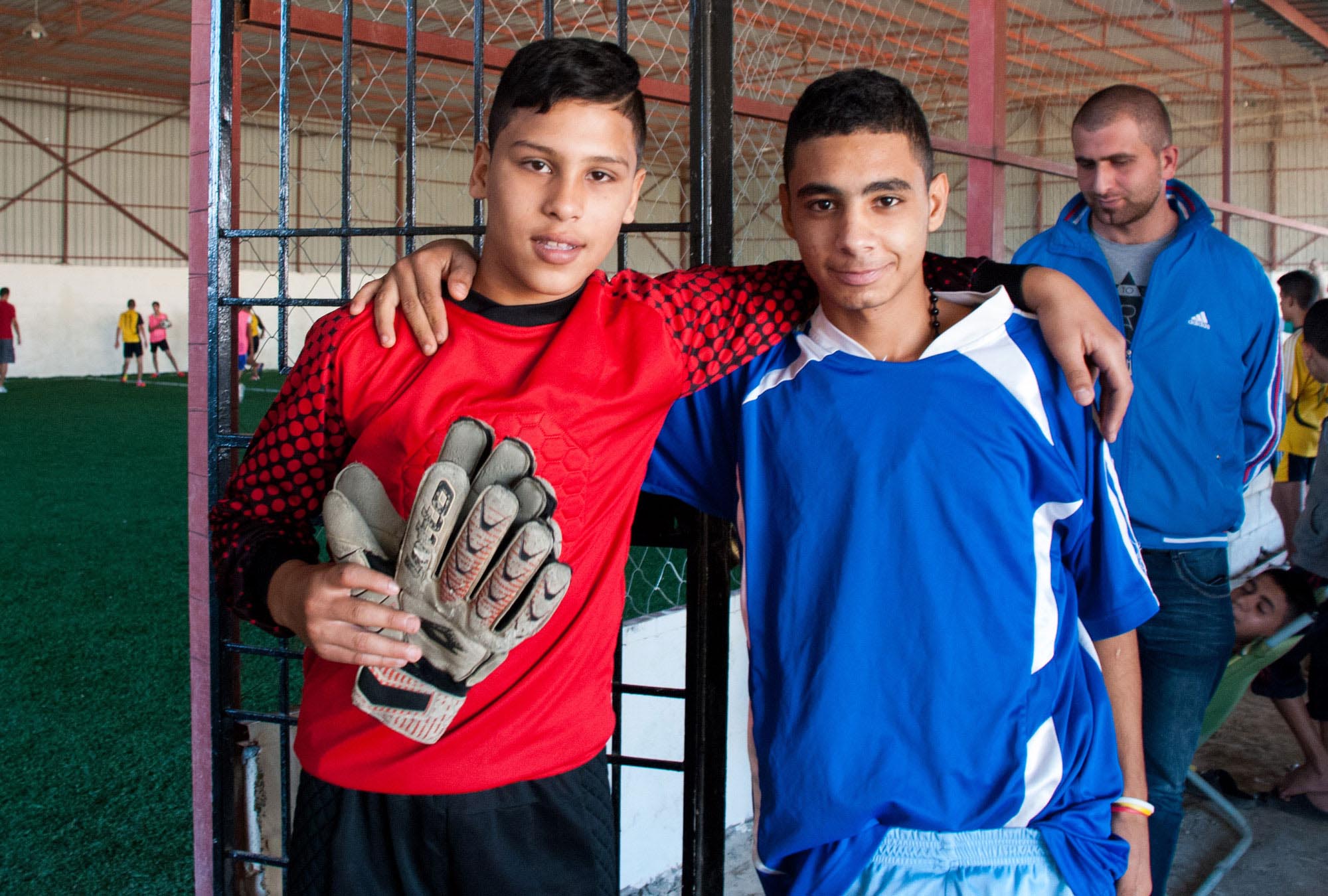 Soccer players participating in Anera's sports for peace and development program in Lebanon.