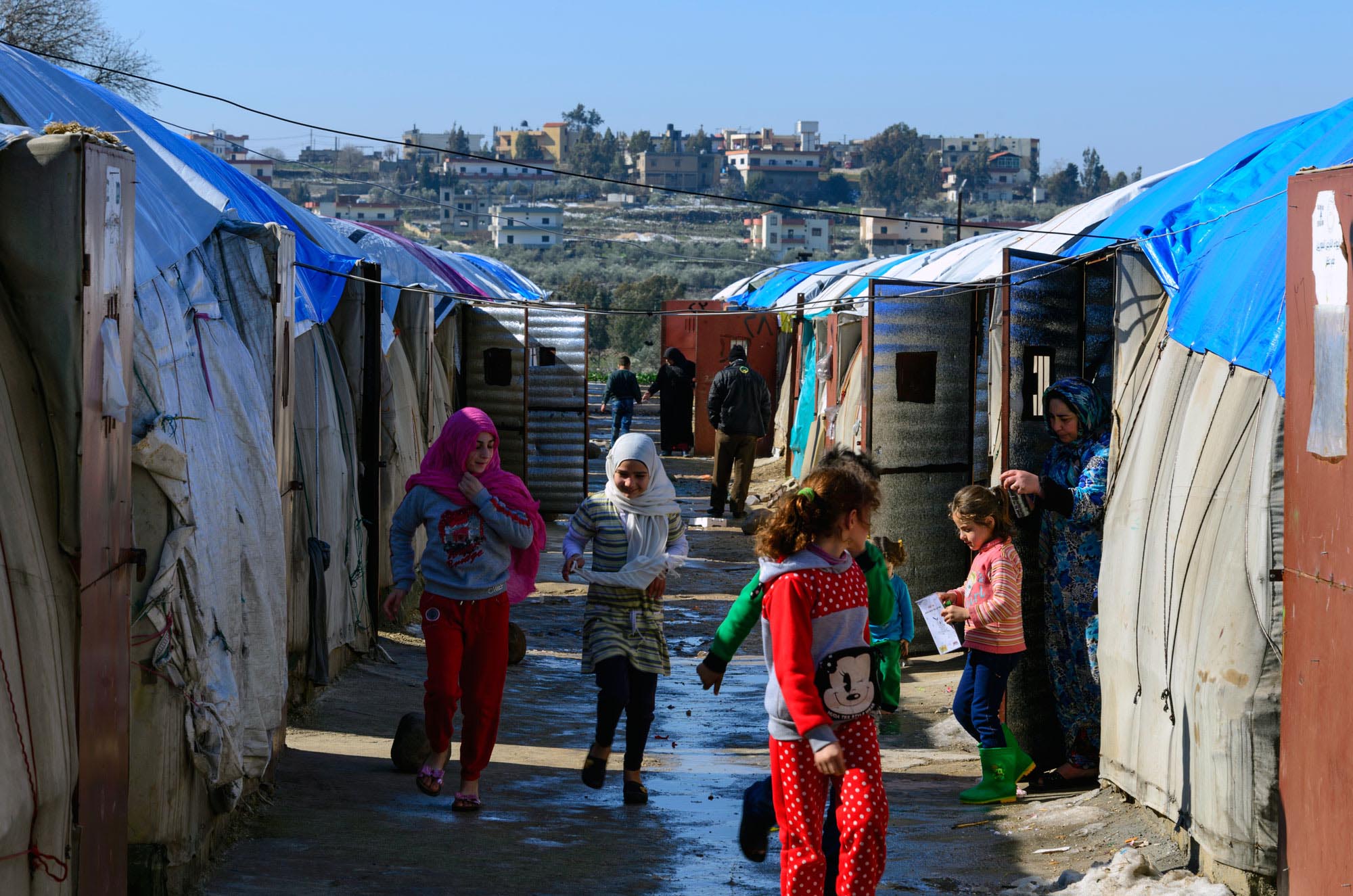 500 Syrian refugee families live in this tent camp in Lebanon.