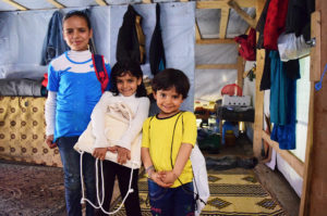 Doaa, Sindos, and Ghazal, are so glad with the new items the family received