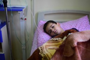Bilal is a four-year-old Syrian boy currently hospitalized at Al Hamshari hospital.