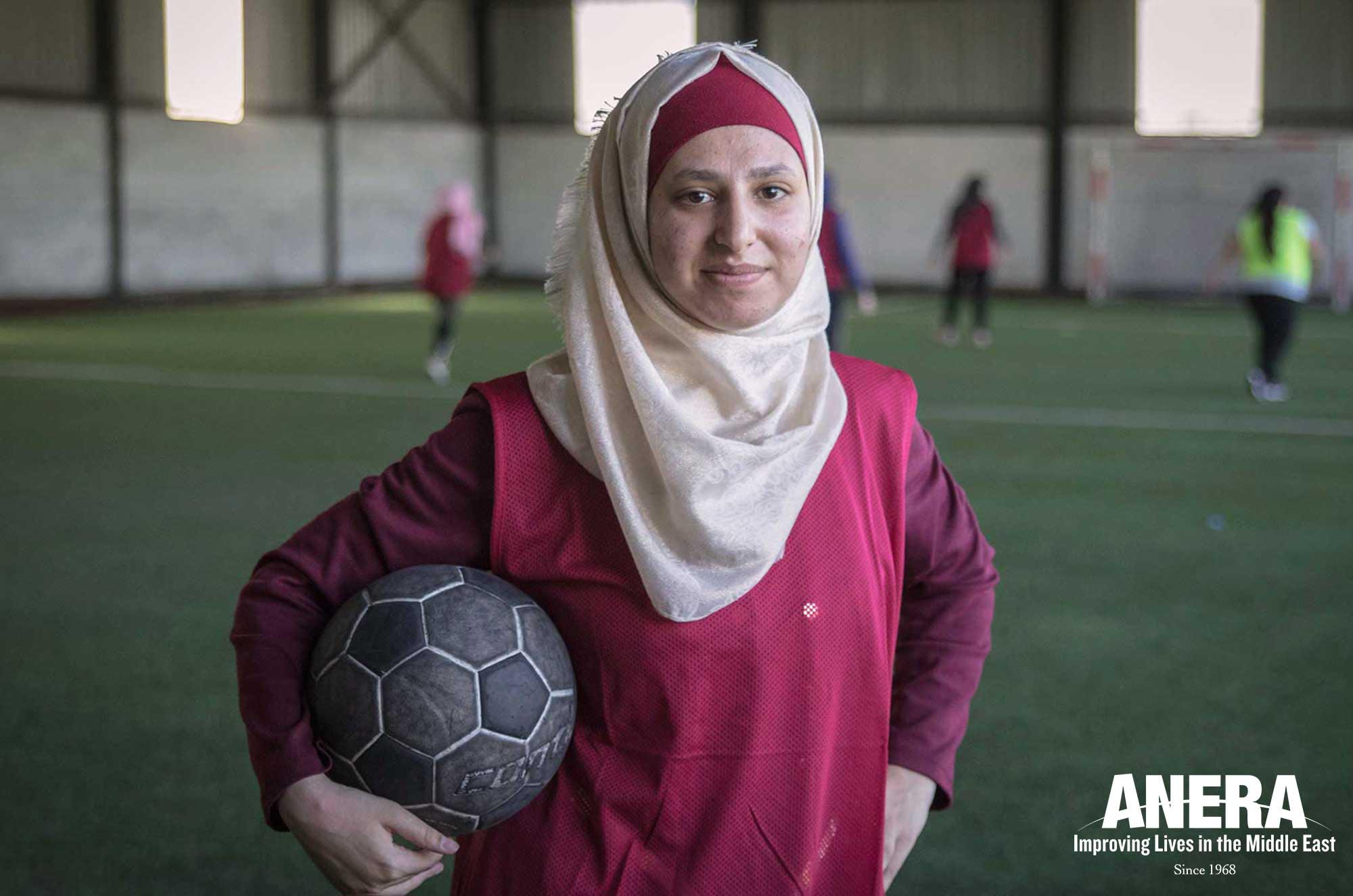 Rawan from Syria takes football classes in Lebanon