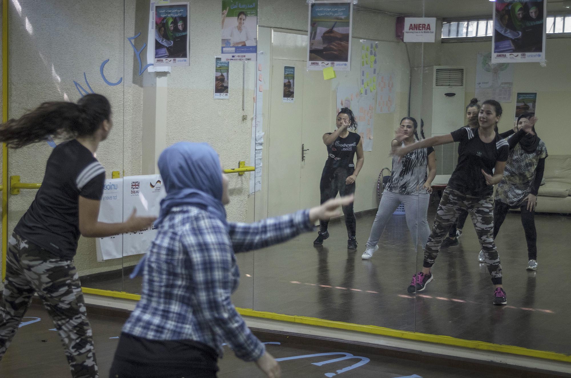 Zumba class for Syrian and Palestinian Refugee youth in Lebanon.