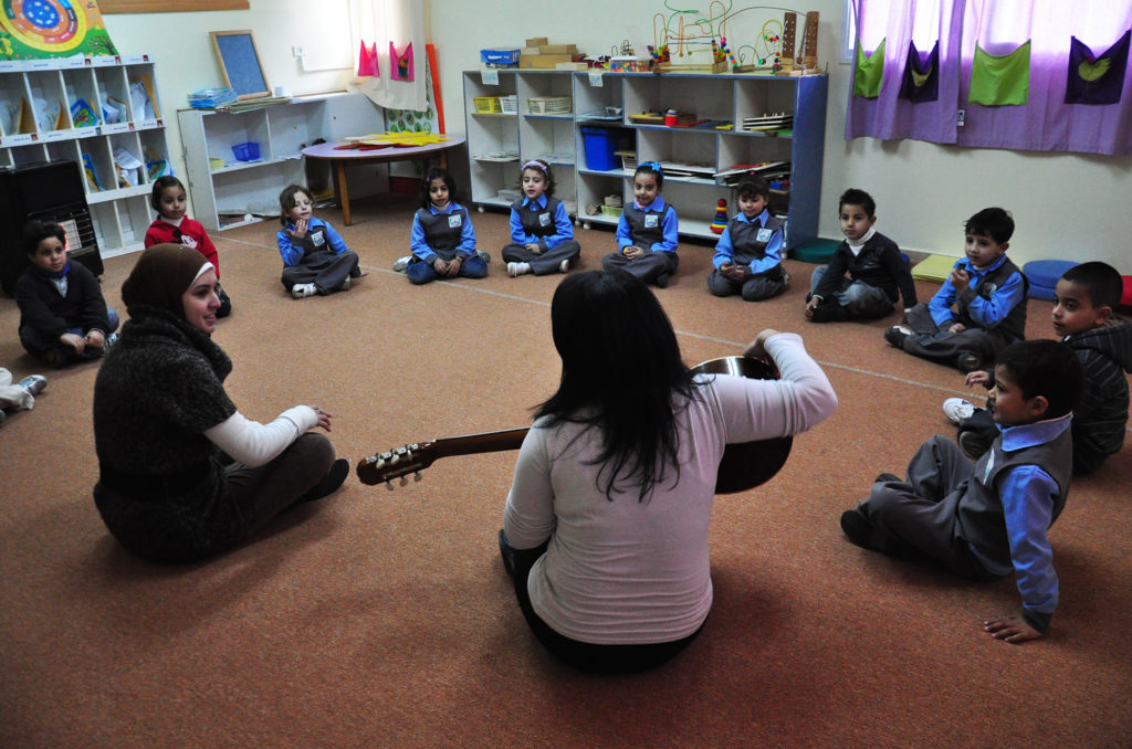 Buran plays a number of instruments, which she uses in her music therapy session with Palestinian preschoolers in the West Bank.