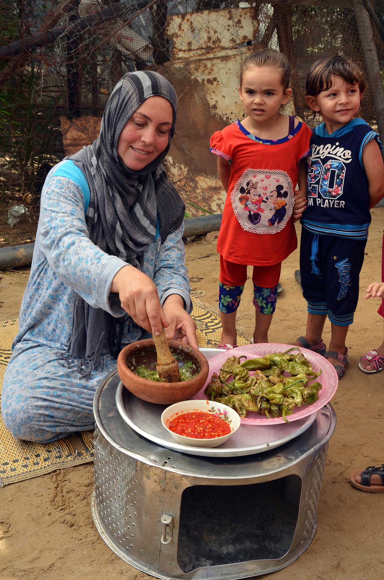 Khatami makes dinner fresh from her farm in Gaza.