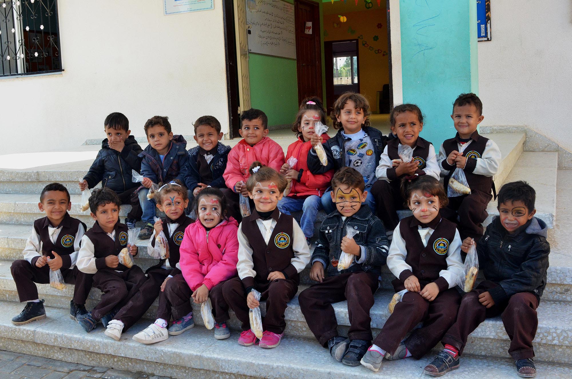 Children in a preschool are beneficiaries of a women's co-op tackling child malnutrition in Gaza.