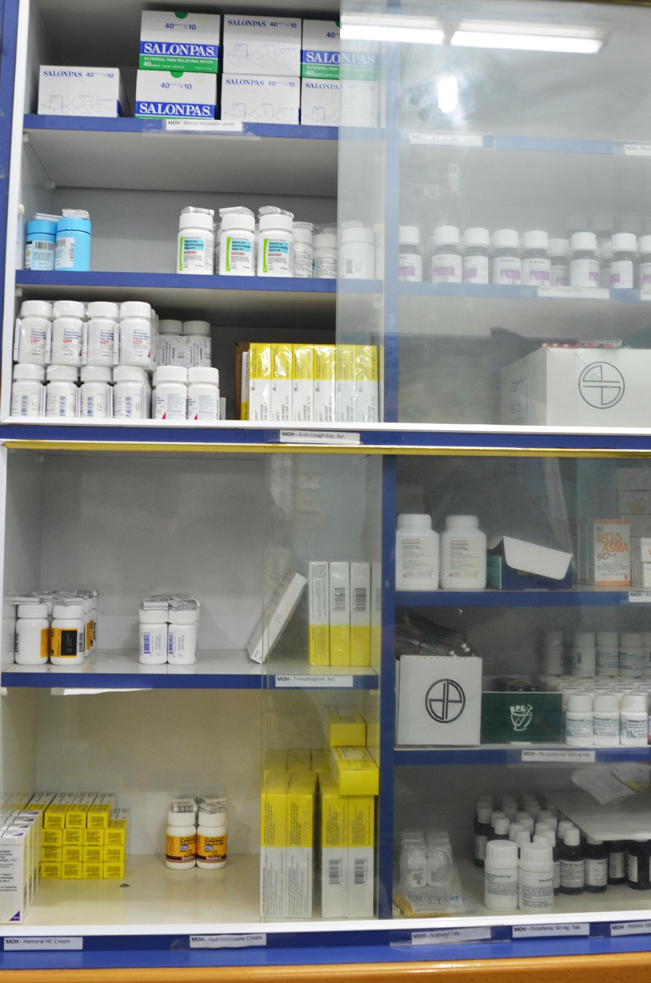 Donated medicines shipped by Anera stock the clinic's medicine supply in Gaza.