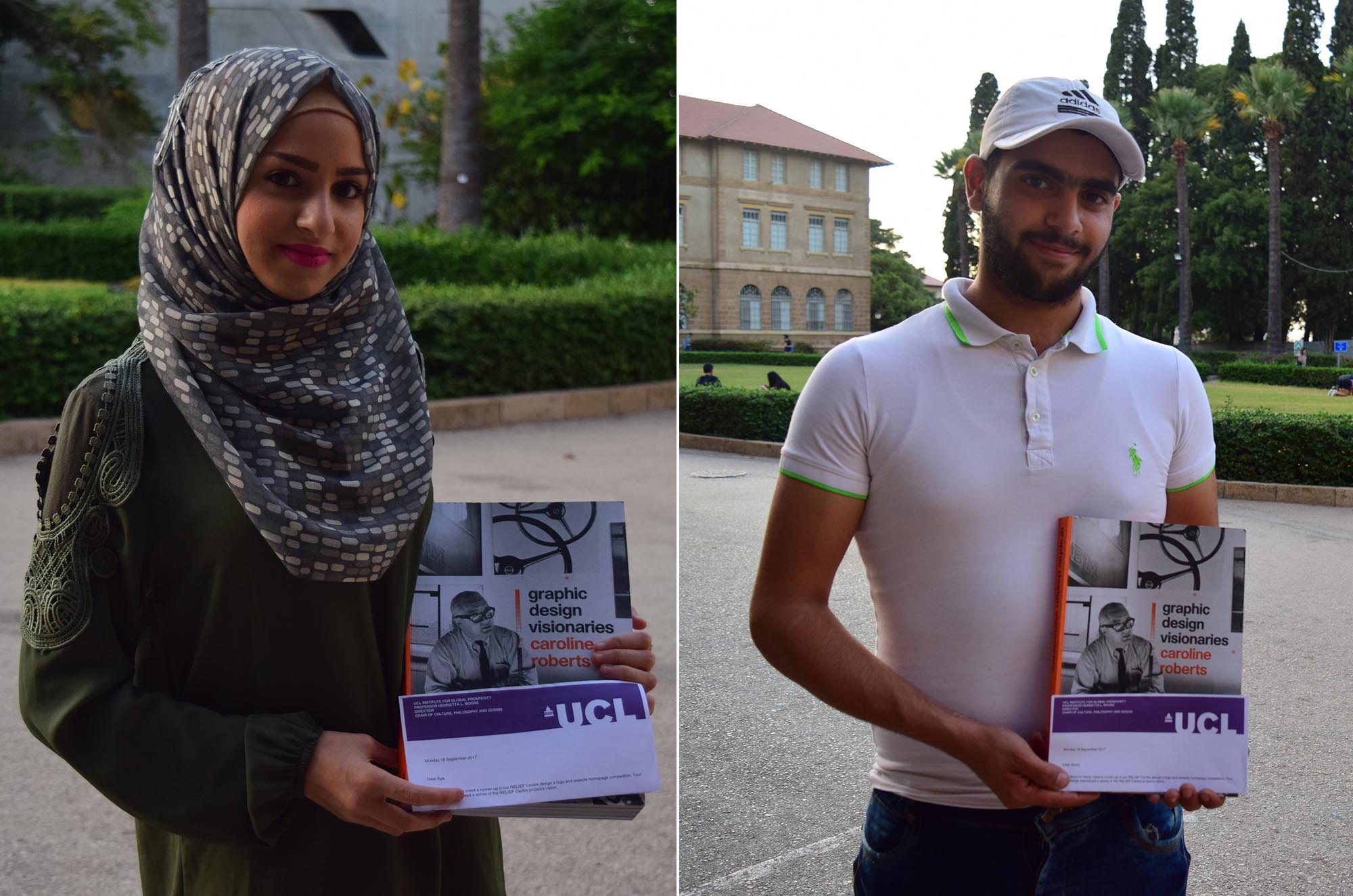 Aya and Abed after the honoring ceremony held at AUB