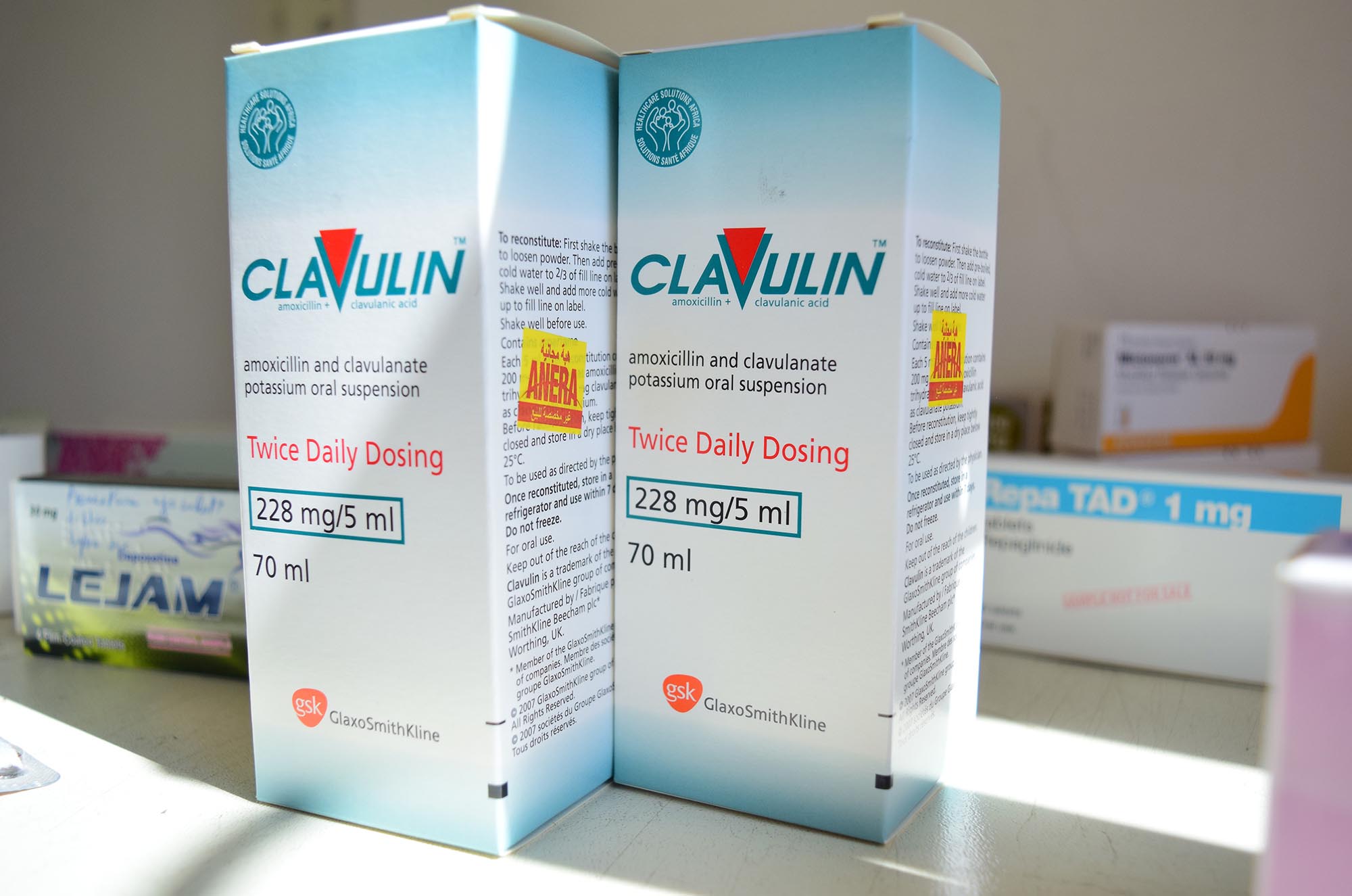 Clavulin, an anti-inflammatory medicine used in cases of sinusitis, ear infection, bronchitis and others