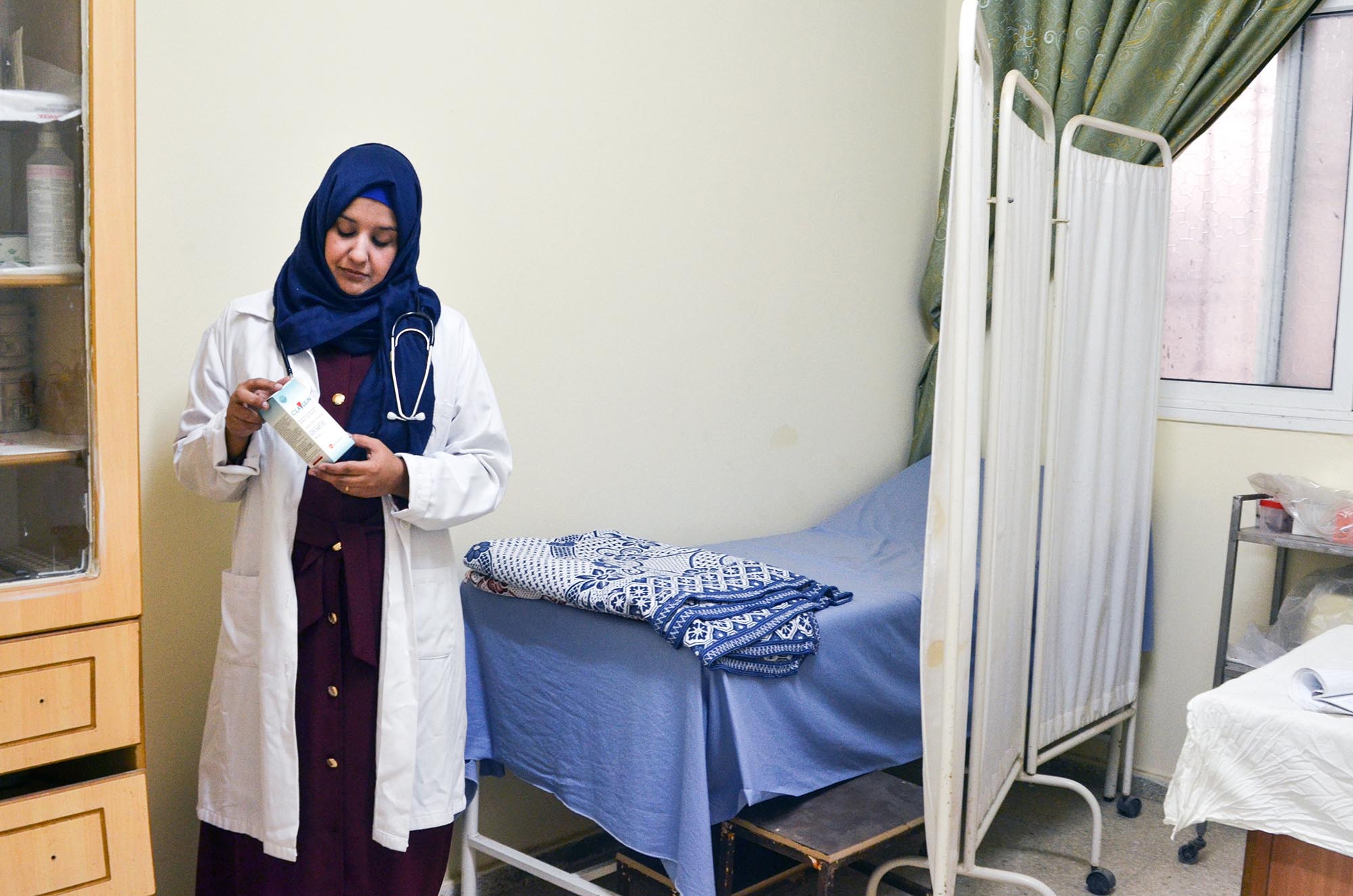Dr. Manal Abu Jiban, a Palestinian doctor at the health clinic in Wadi Salqa, Gaza.