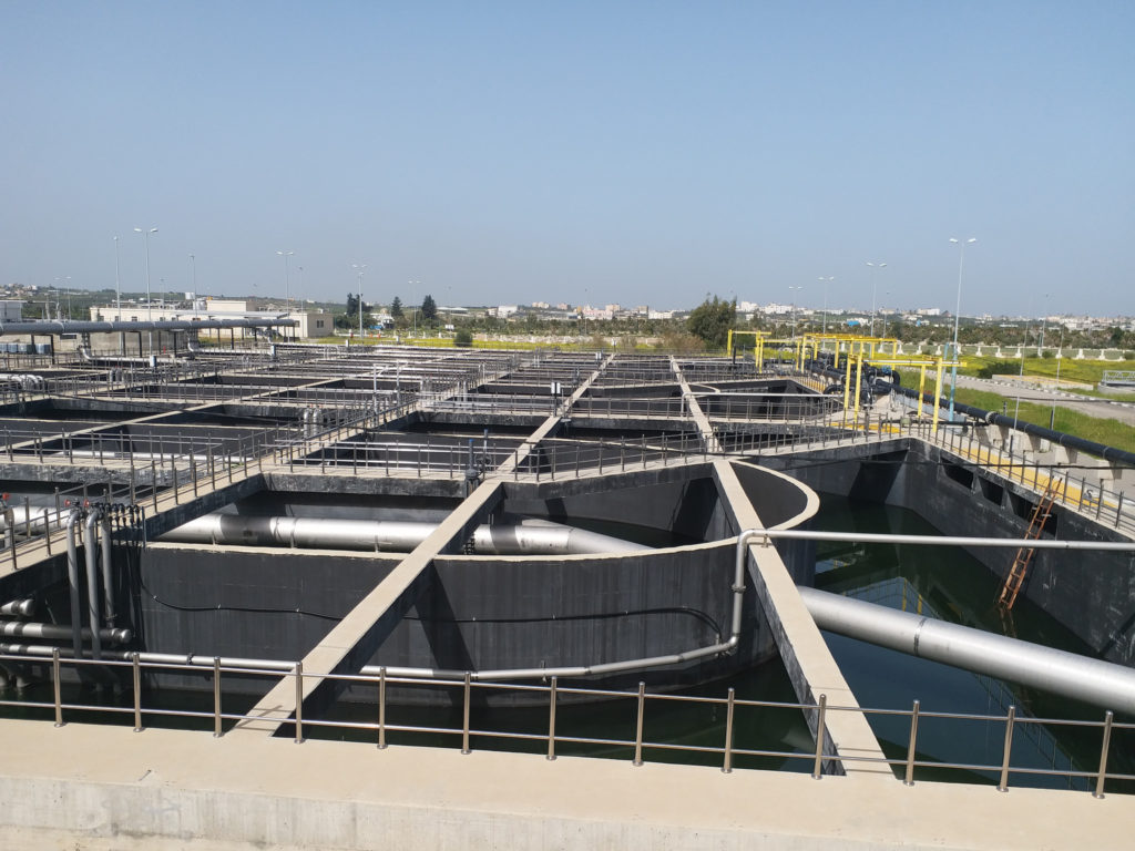 Sewage treatment pools at the Northern Gaza Emergency Sewage Treatment plant.