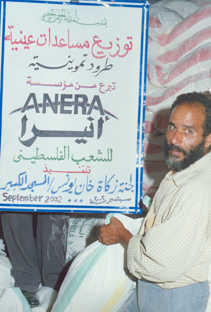 In the wake of the second intifada in Gaza, Anera donors ramped up their support for families, purchasing and distributing food supplies (photo in Khan Younis, Gaza), escorting convoys of food and medicines, and increasing the level of in-kind medical donations.