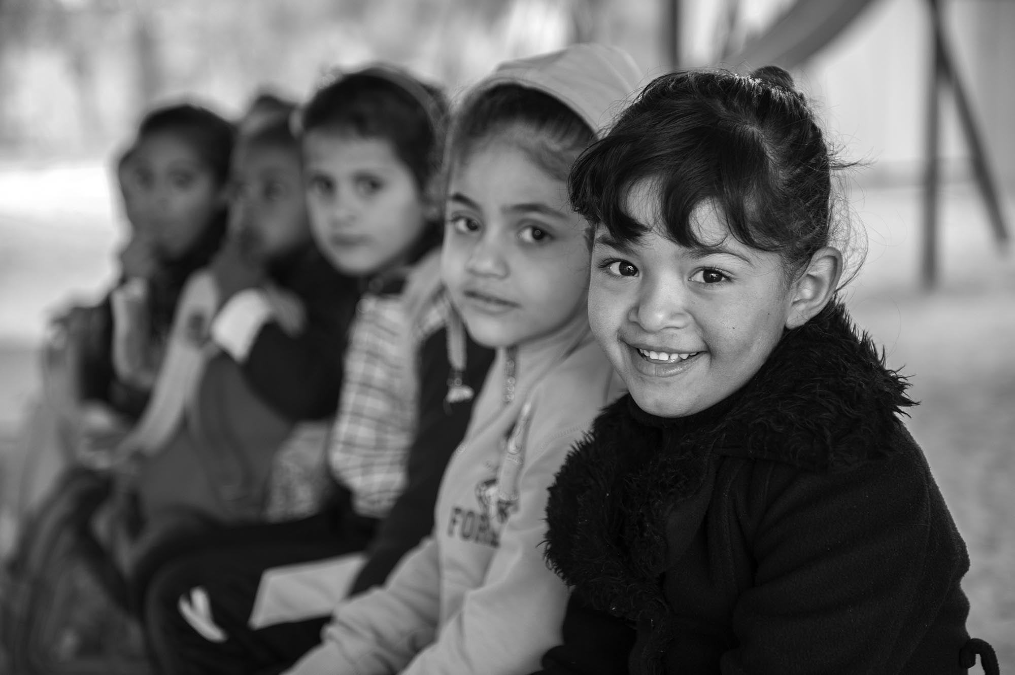 The children are happy at their newly renovated preschool in Ouja, Jericho.