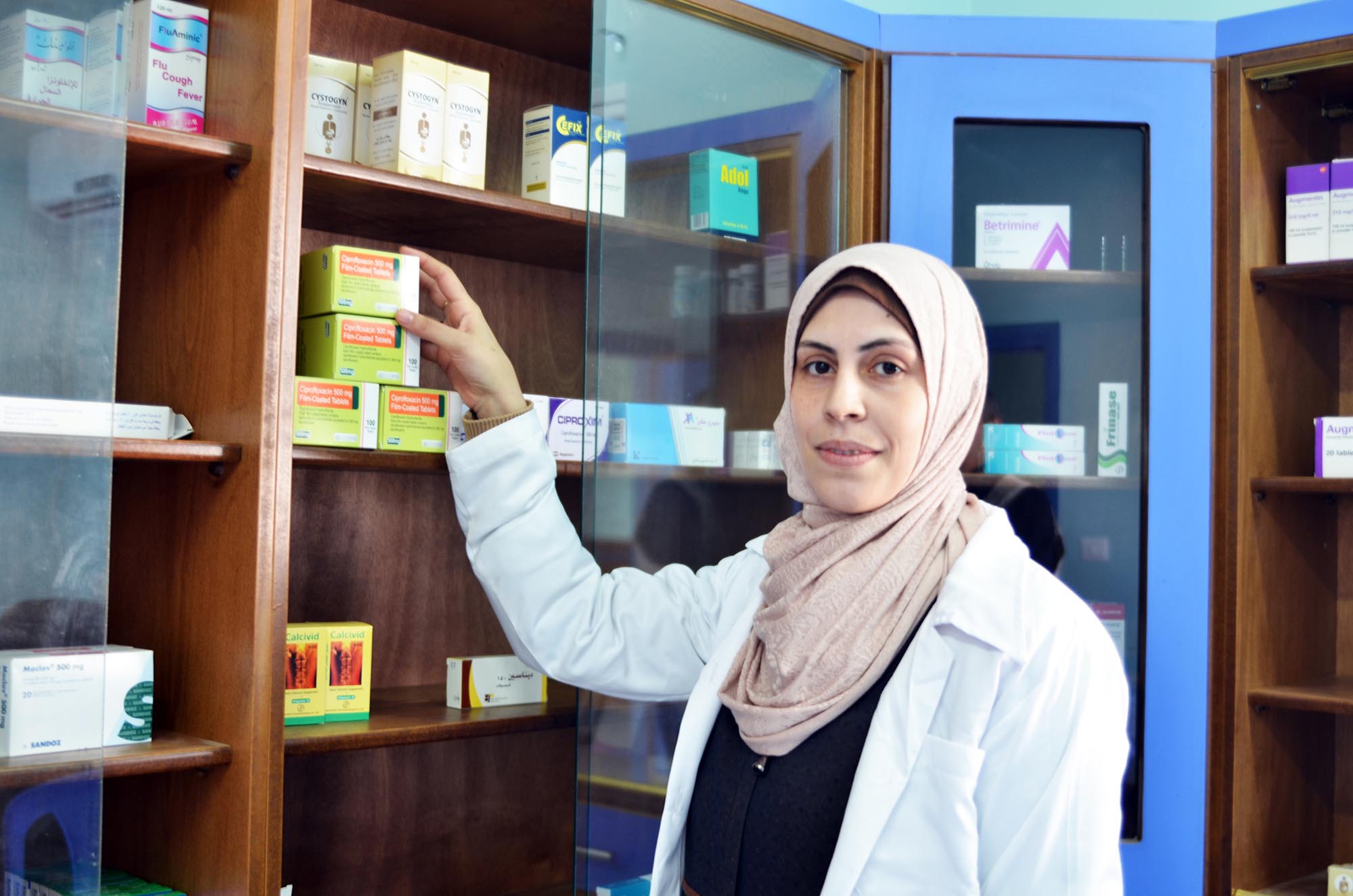 Asma, a pharmacist at the Beit Lahia Clinic.