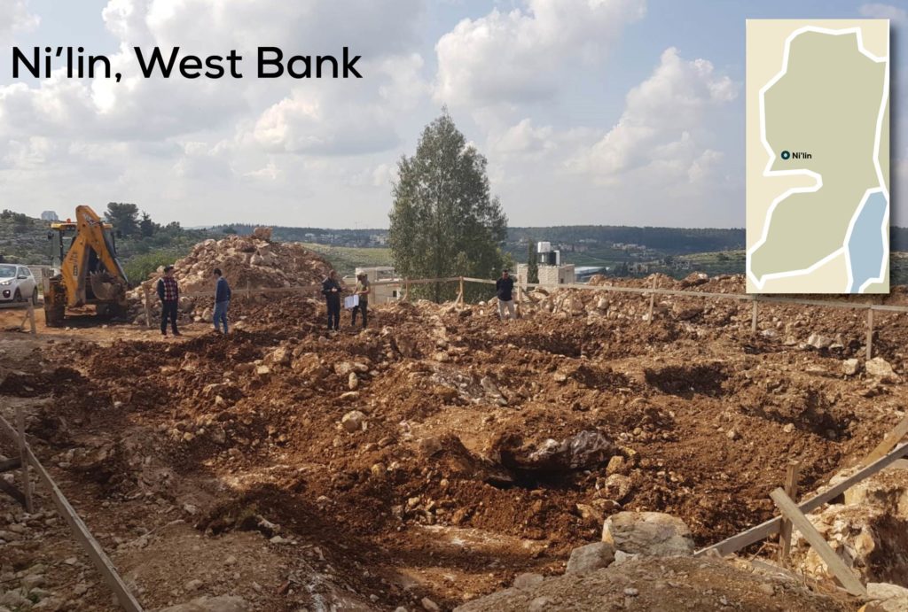 Preparations for laying the foundation of the Ni'lin Preschool in the West Bank.
