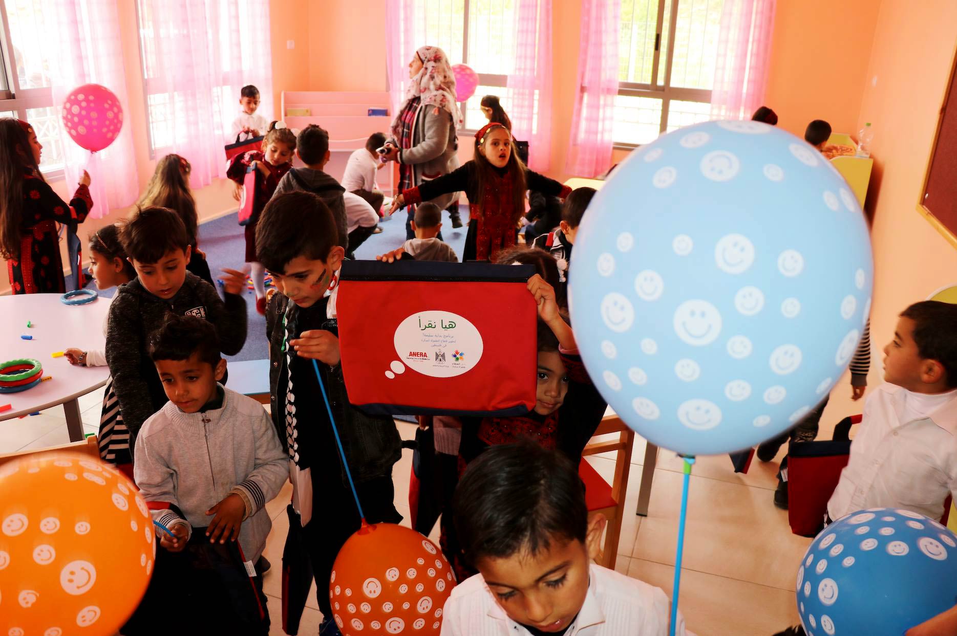 Activities in one of the new classrooms during Qibya kindergarten inauguration