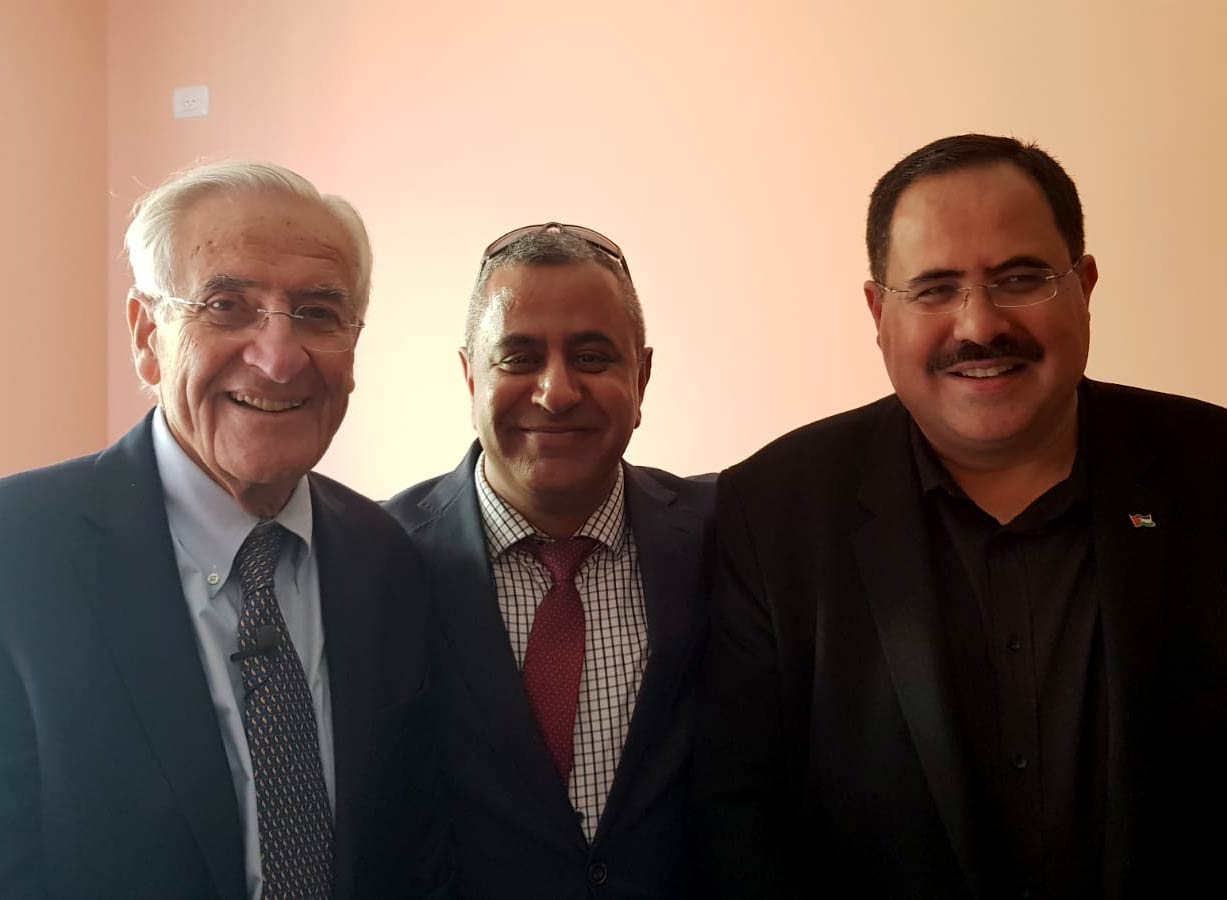 (from left) Charles Tarazi, Anera's Sulieman Mleahat, Minister of Education Sabri Saidam