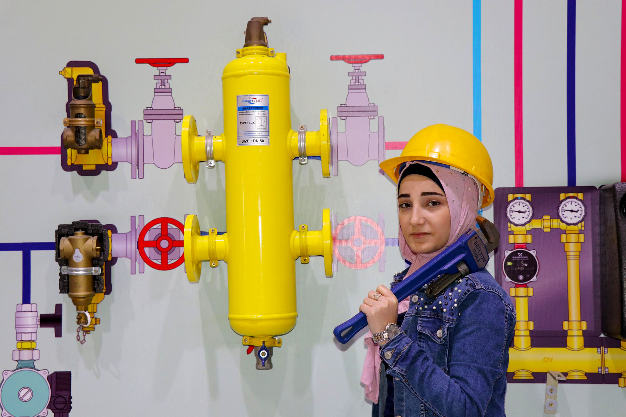 Anera’s vocational training and education program gives Palestinians, like this aspiring plumber Nivine, a chance to enroll in accredited institutions and increase their employability. 