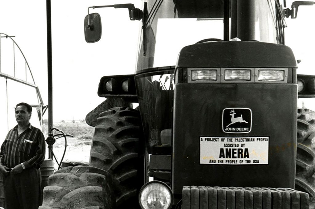 A tractor at a Gaza cooperative in 1980 provided by Anera.