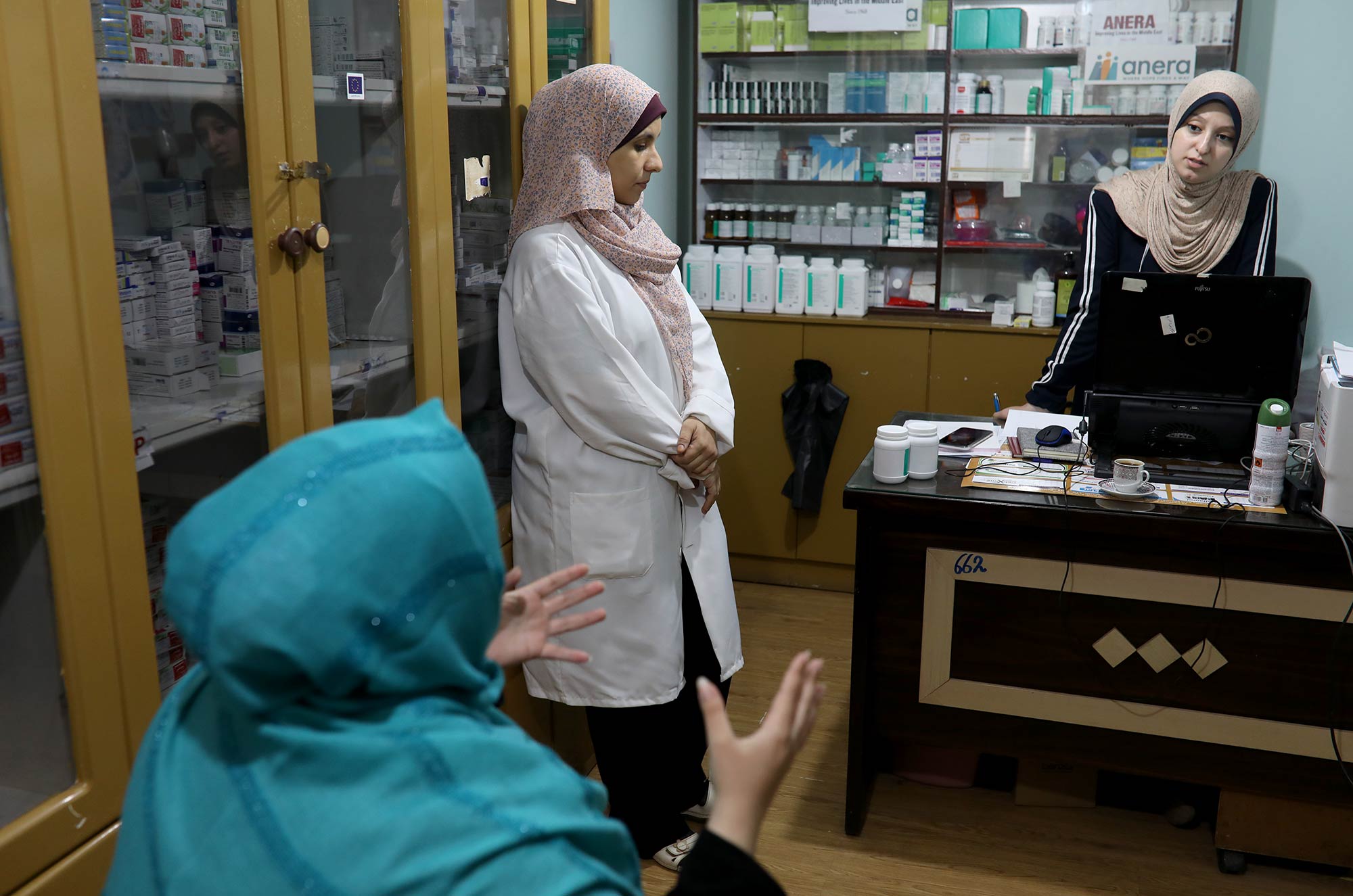 Gaza, refugee-camp, Al-Bureij, Women’s-Health-Center The pharmacy at Al Bureij Women’s Health Center