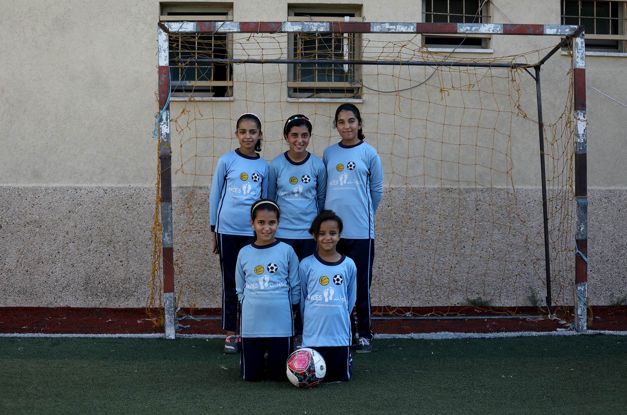 Al Mosadar girls team at goal