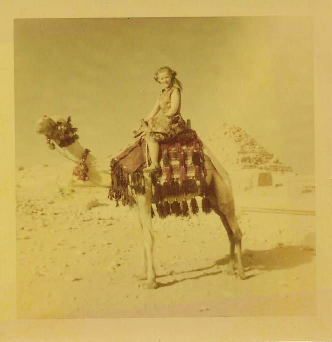 Aunt Betty on a camel. Location and date unknown.