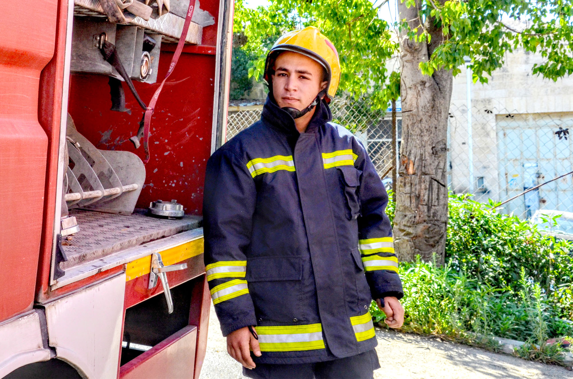 Jameel has many responsibilities at the Ramallah Firefighting Department.