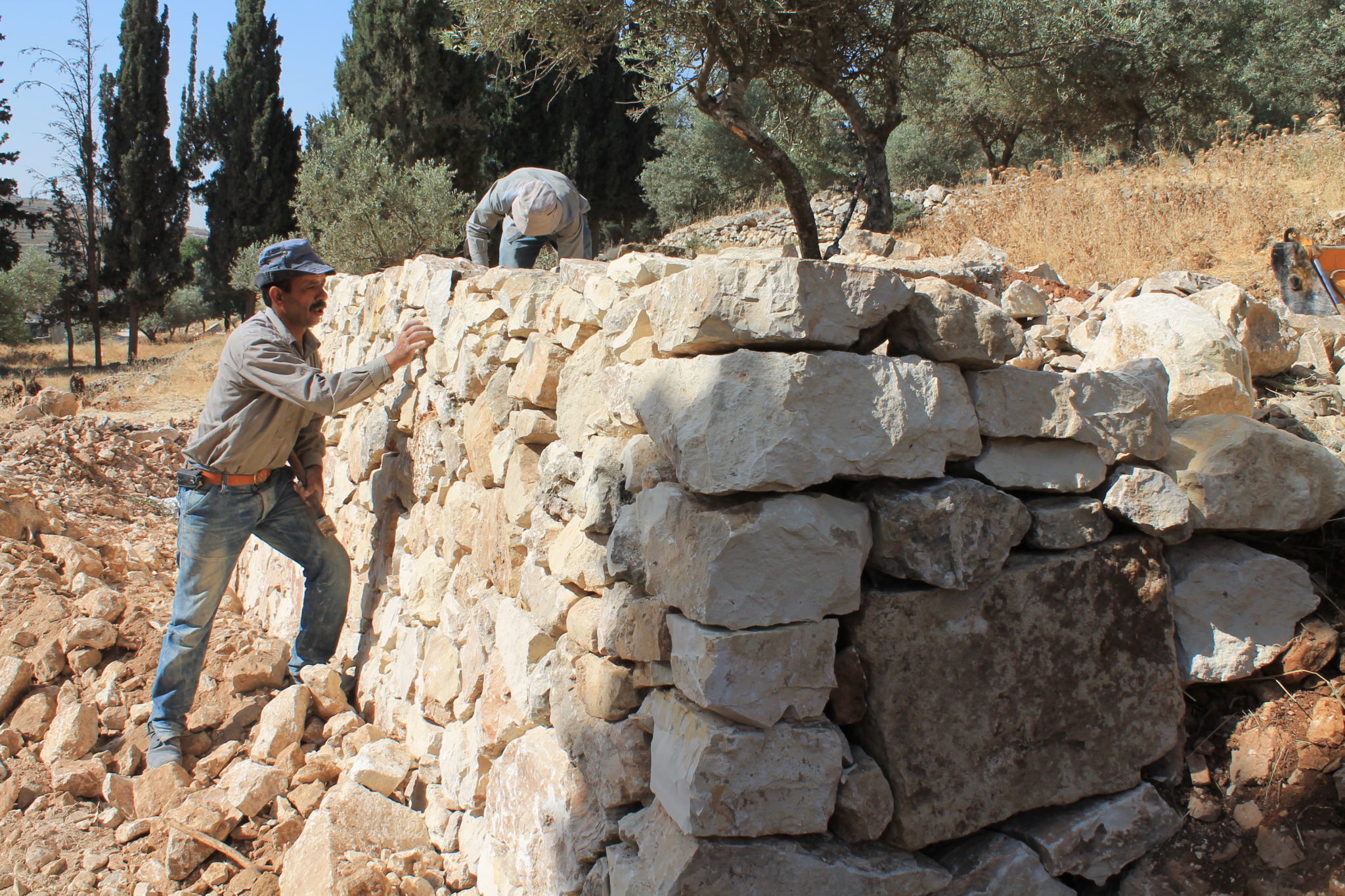 Building a terrace for a park in Ramallah. Terracing in Palestine allows for more effective farming since it decreases both erosion and surface runoff.